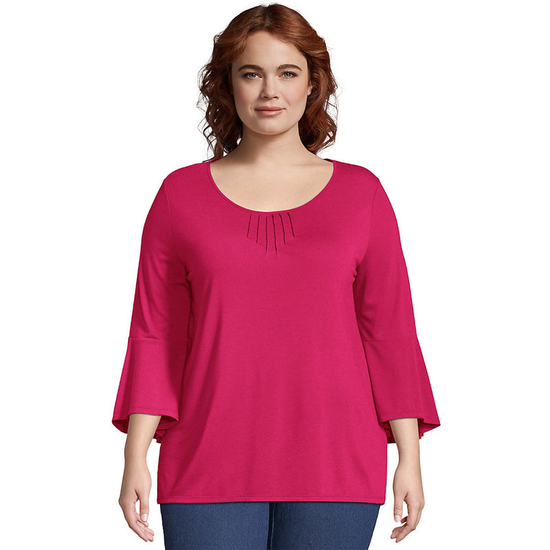 Just My Size Bell Sleeve Pintuck Tunic