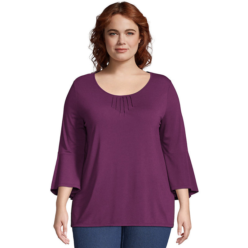 Just My Size Bell Sleeve Pintuck Tunic