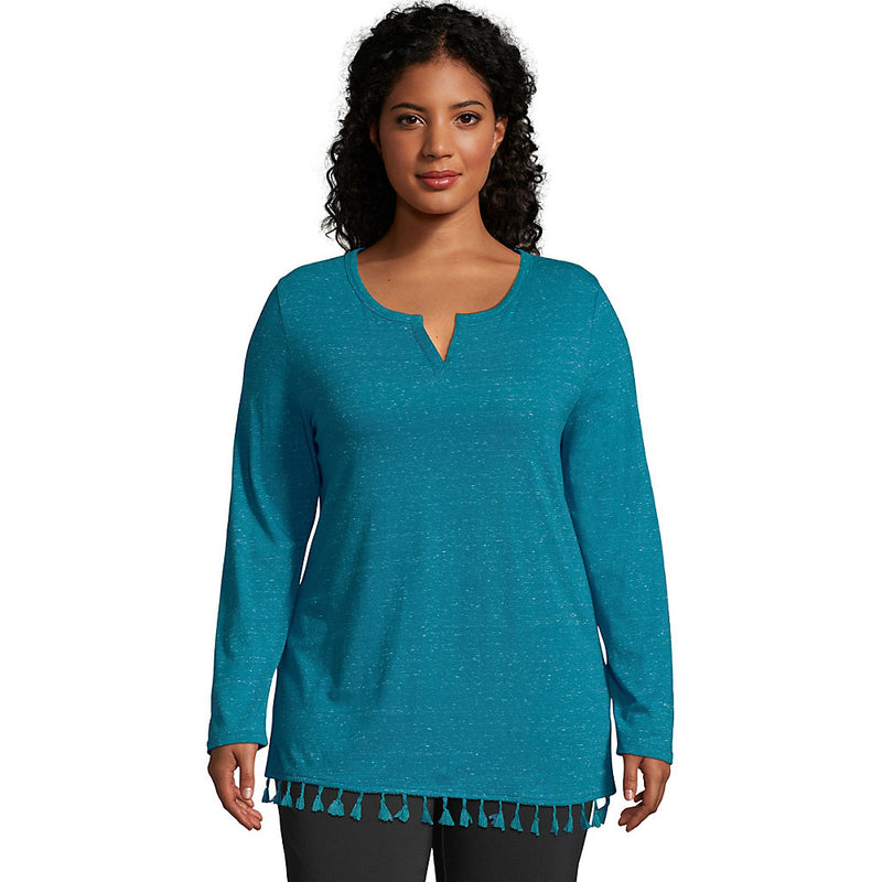 Just My Size Tassel Trim Top