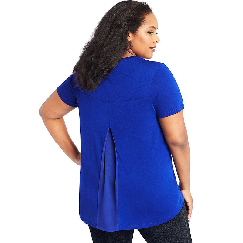 Just My Size Pleat Back Hi-Lo Hem Top