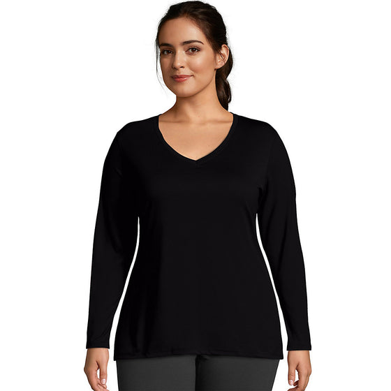 Just My Size Active Long Sleeve Cool Dri V-Neck T-Shirt
