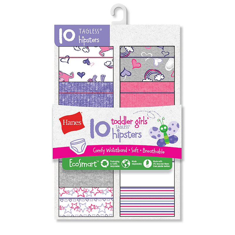 Hanes Toddler Girls' Ecosmart Hipsters 10-Pack