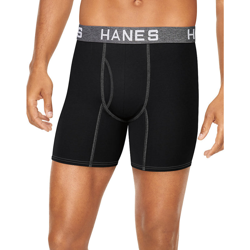 Hanes Ultimateö Men'S Comfort Flex Fit Ultra Soft Cotton/Modal Boxer Briefs Black/Grey Assorted 4-Pack