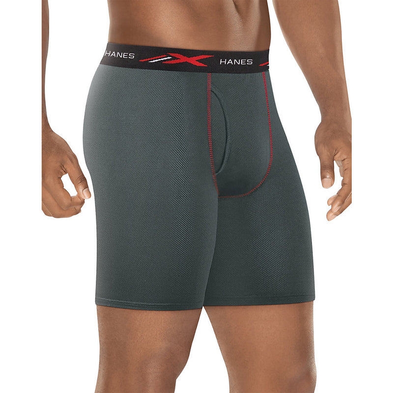 Hanes X-Temp 4-Way Stretch Mesh Performance Long Leg Boxer Briefs 4-Pack