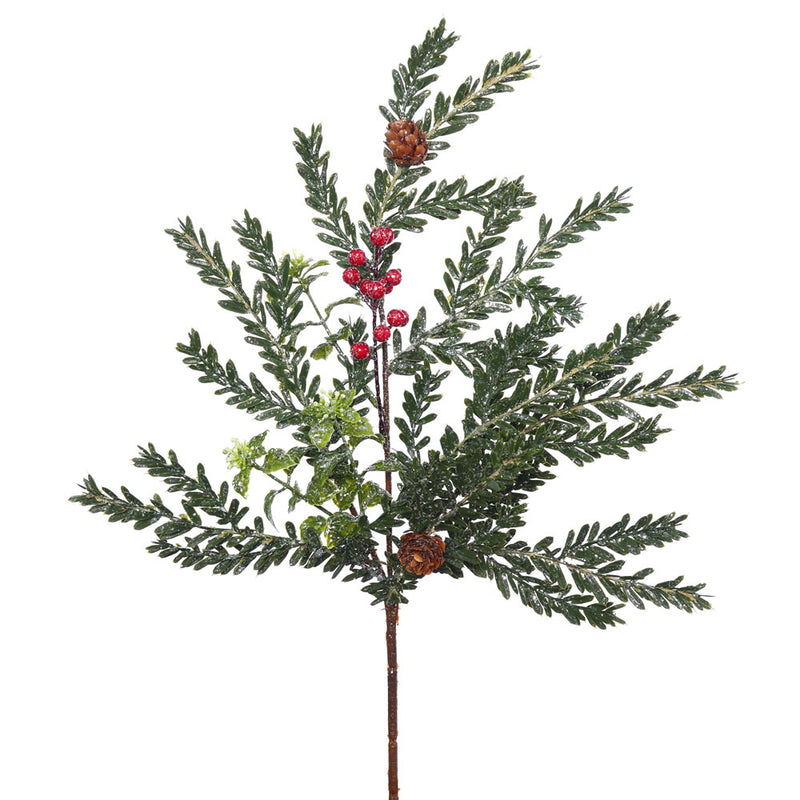 18" Frst Hemlock-Boxwood Berry Spray 3/b