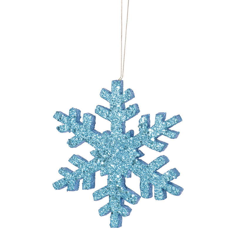 8" Turquoise Outdoor Glitter Snowflake