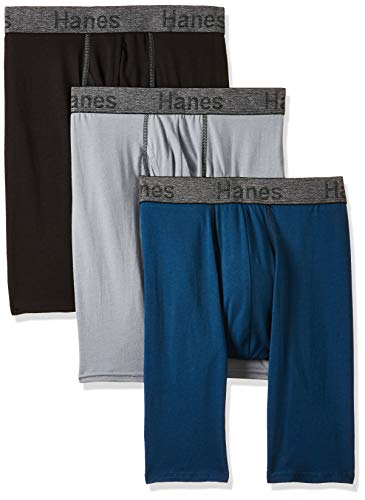 Hanes Men'S Comfort Flex Fit Ultra Soft Cotton Stretch Long Leg Boxer Briefs 3-Pack