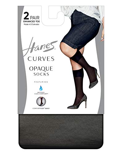 Hanes Curves Opaque Socks 2-Pack
