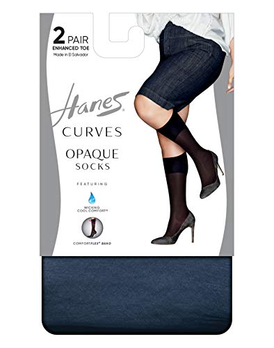 Hanes Curves Opaque Socks 2-Pack