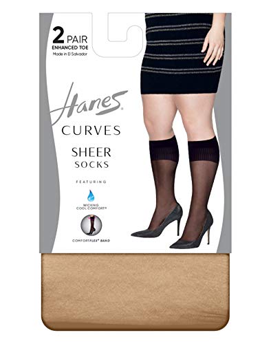 Hanes Curves Sheer Socks 2-Pack